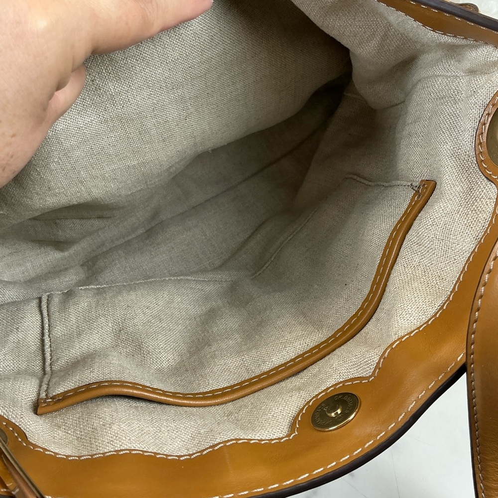 Michael‎ Kors Brooklyn Brown Gold Studded Woven Leather Canvas Shoulder Bag - Picture 13 of 16